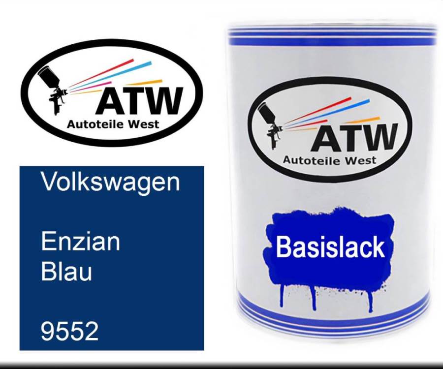 Volkswagen, Enzian Blau, 9552: 500ml Lackdose, von ATW Autoteile West.